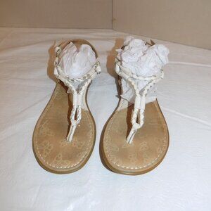 BOC BORN Concept sz 7 White Silver Braid Thong Sandals Comfort